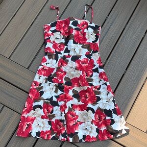 White House Black Market Floral Kids Dress - Red, White, Brown